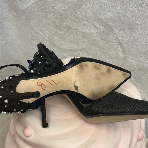 Zara Black and Blue Floral Stiletto Heels Size 7 - Picture 10 of 11